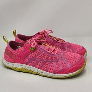 Merrell Crush Glove Pink Running Training Shoe Women Size 9 Pink Yellow Barefoot